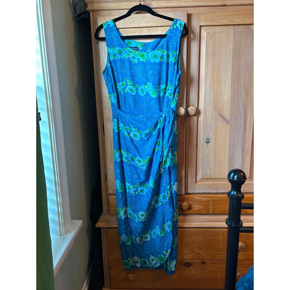 Spenser Jeremy | Vintage 100% Silk Floral Faux Wrap Slip Midi Dress | Size 14